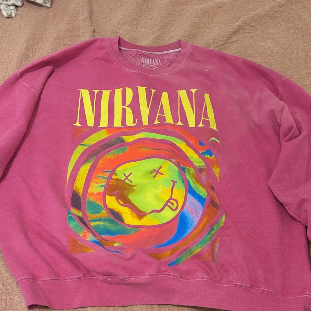 Urban Outfitters Pink Nirvana Graphic Sweatshirt